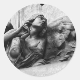 美しい天使が天国を見上げる ラウンドシール