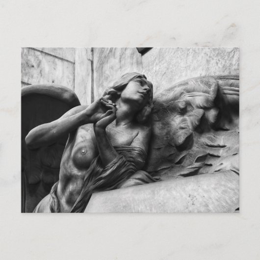 美しい天使が静かに天を見上げる ポストカード (正面)