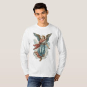 美しい天使のメンズクリスチャン長袖Tシャツ Tシャツ (正面フル)