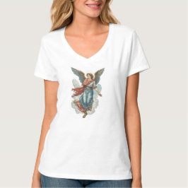 美しい天使の女性用クリスチャンVネックTシャツ Tシャツ