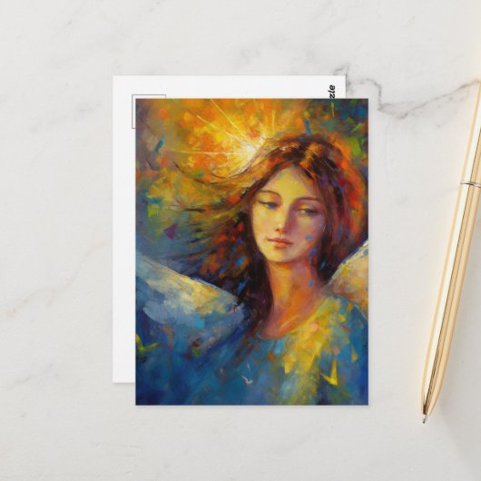 美しい天使の女性 ポストカード (正面/裏面インサイチュ)