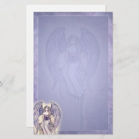 美しい天使の文房具ペリウィンクルブルー 便箋 (正面/裏面)