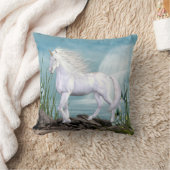 美しい天使の白い美しいのユニコーンの枕 クッション (ブランケット)