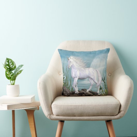 美しい天使の白い美しいのユニコーンの枕 クッション (椅子)