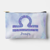 美しい天秤座の星占いのサインパーソナライズされたパープル アクセサリーポーチ (正面)