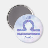美しい天秤座の星占いのサインパーソナライズされたパープル マグネット (正面/裏面)