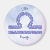 美しい天秤座の星占いのサインパーソナライズされたパープル マグネット (正面)