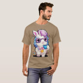 美しい太ったユニコーン飲みコーヒー Tシャツ (正面フル)