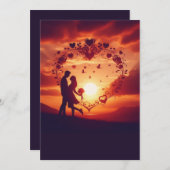 美しい太陽にロマンチックなカップルのシルエット (正面/裏面)