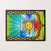 美しい太陽ステンドグラス教会の窓パズル ジグソーパズル (横)