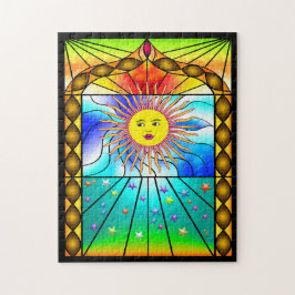 美しい太陽ステンドグラス教会の窓パズル ジグソーパズル