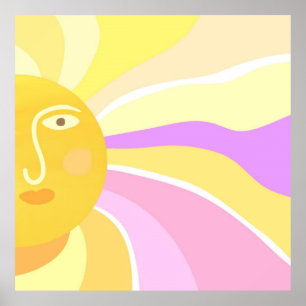 美しい太陽絵を描抽象芸術 ポスター