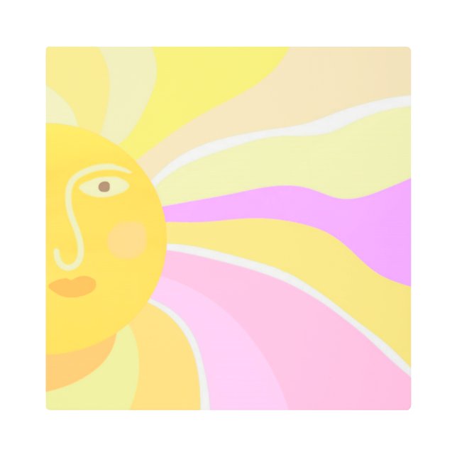 美しい太陽絵を描抽象芸術 メタルプリント (正面)