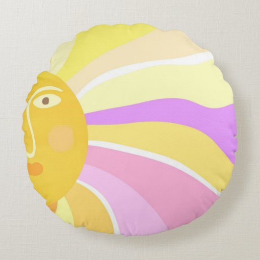 美しい太陽絵を描抽象芸術 ラウンドクッション (正面)