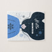 美しい女の子こんにちは冬 ジグソーパズル (横)