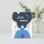 美しい女の子こんにちは冬 ポストカード (スタンド正面)