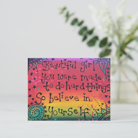 美しい女の子のインスピレーションポストカード ポストカード (スタンド正面)