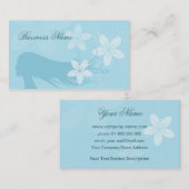 美しい女の子のシルエットのパステル調の青 名刺 (正面/裏面)