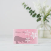 美しい女の子のシルエットのピンク 名刺 (スタンド正面)