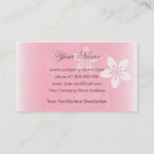 美しい女の子のシルエットのピンク 名刺 (裏面)