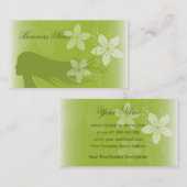 美しい女の子のシルエットの緑 名刺 (正面/裏面)