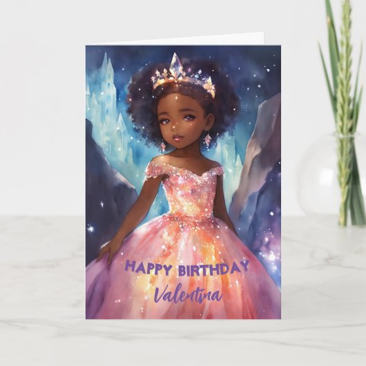 美しい女の子のフルドレス王女の誕生日 カード (正面)