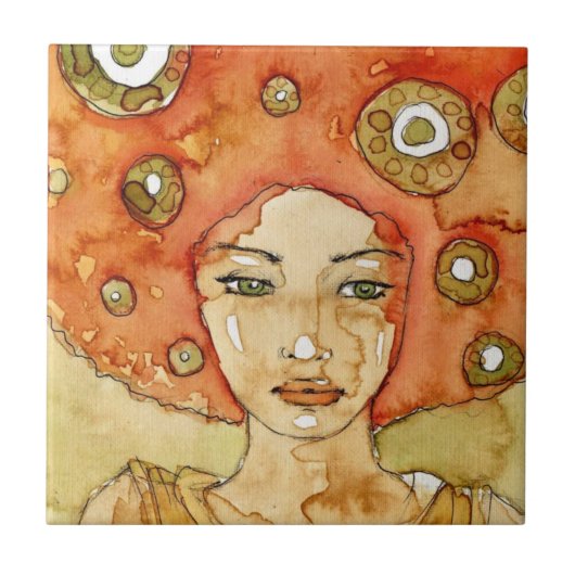 美しい女の子のポートレート タイル (正面)