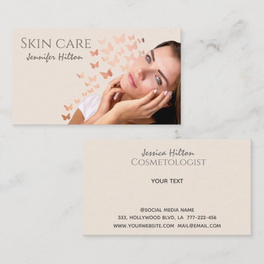 美しい女の子の気に皮蝶の分散 名刺 (正面/裏面)