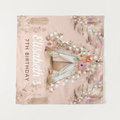 美しい女の子の誕生日ボヘミアンパーソナライズド タペストリー (正面(横))