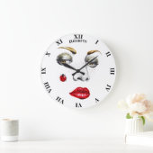 美しい女の子の顔スケッチとラディバグ ラージ壁時計 (ホーム)