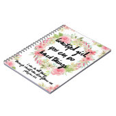 美しい女の子のPhilippiansの4:13のピンクのバラのノート ノートブック (左側)