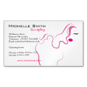 美しい女の子アイコンピンクの毛のHairstylingのブランディング マグネット名刺 (正面)