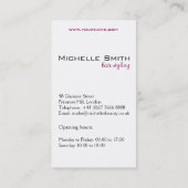 美しい女の子アイコンピンクの毛のHairstylingのブランディング 名刺 (裏面)