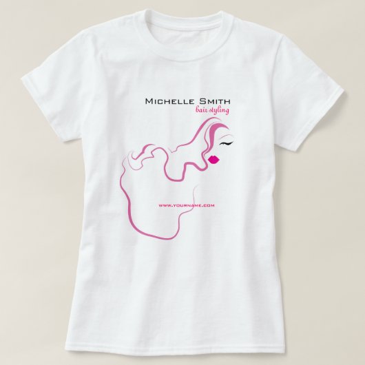 美しい女の子アイコンピンクの毛のHairstylingのブランディング Tシャツ (デザイン正面)