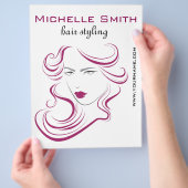 美しい女の子アイコン紫色の毛のHairstylingのブランディング チラシ (手)