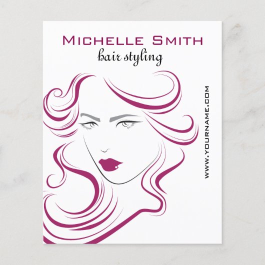 美しい女の子アイコン紫色の毛のHairstylingのブランディング チラシ (正面)