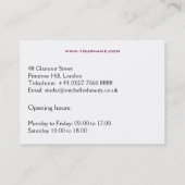 美しい女の子アイコン紫色の毛のHairstylingのブランディング 名刺 (裏面)