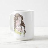 美しい女の子スケッチ コーヒーマグカップ (正面左)
