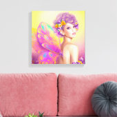 美しい女の子フェアリー蝶 キャンバスプリント (インサイチュ (リビング))