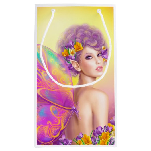 美しい女の子フェアリー蝶 スモールペーパーバッグ (裏面)