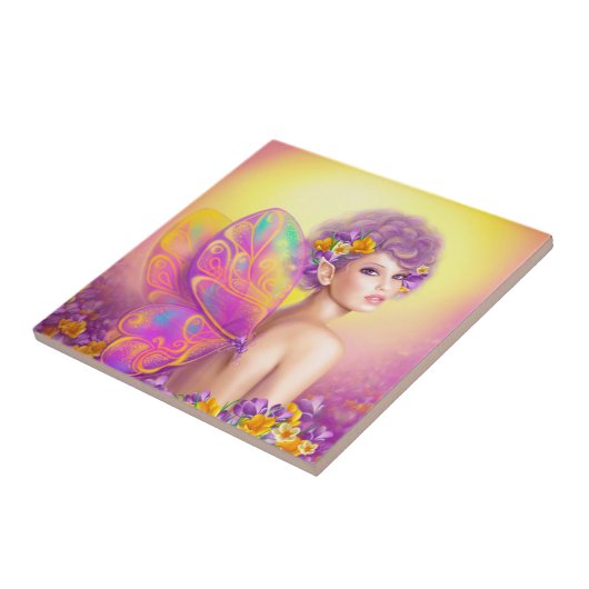 美しい女の子フェアリー蝶 タイル (側面)