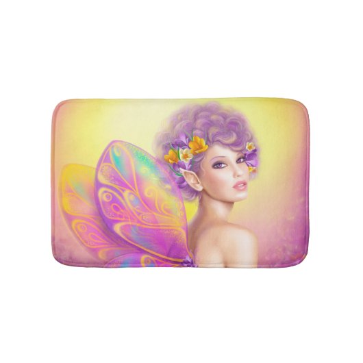 美しい女の子フェアリー蝶 バスマット (正面)