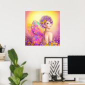 美しい女の子フェアリー蝶 ポスター (ホームオフィス)