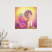 美しい女の子フェアリー蝶 ポスター (キッチン)