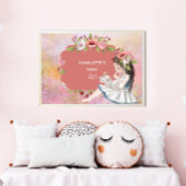 美しい女の子、バニー、花の子供のポスター ポスター