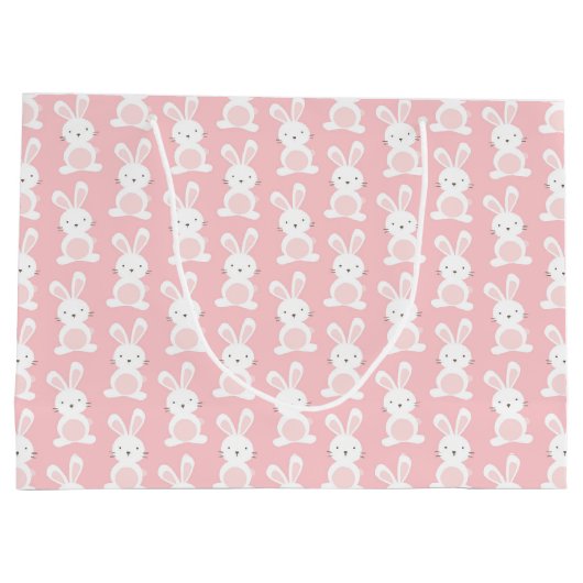 美しい女の赤ちゃんのピンクのウサギはこれbeautifuです ラージペーパーバッグ (裏面)