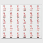 美しい女の赤ちゃんのピンクのキリン ラッピングペーパー (フラット)