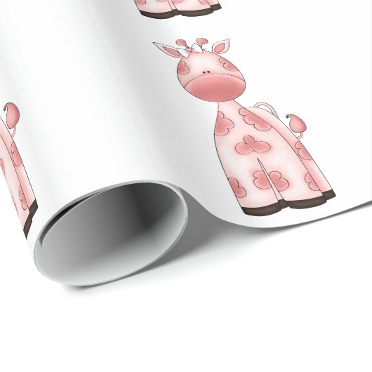 美しい女の赤ちゃんのピンクのキリン ラッピングペーパー (ロールコーナー)