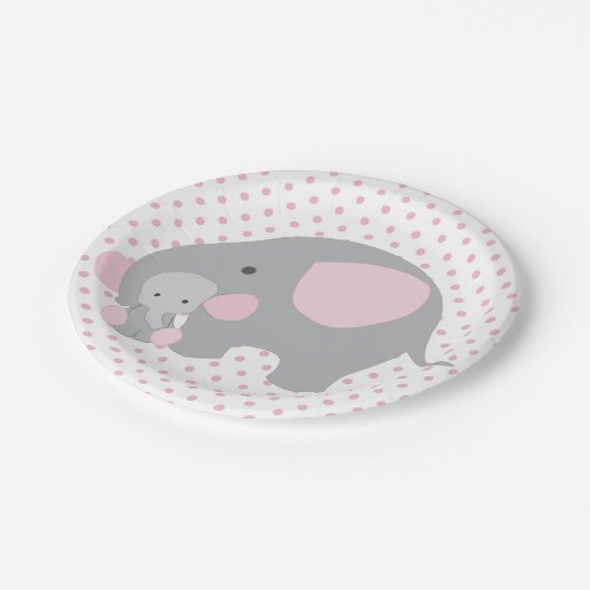 美しい女の赤ちゃんのピンク象 ペーパープレート (アングル)
