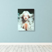 美しい女めい想が雲に隠れている キャンバスプリント (インサイチュ (ウッドフロア))